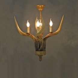 Lampadario antico retrò artistico rustico a 4 luci con corna di cervo
