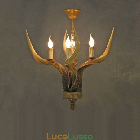 Lampadario antico retrò artistico rustico a 4 luci con corna di cervo Lampadario antico retrò artistico rustico a 4 luci con corna di cervo