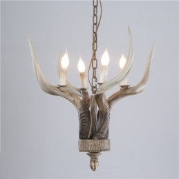 Lampadario antico retrò artistico rustico a 4 luci con corna di cervo
