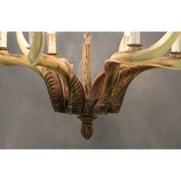 Lampadario antico retrò artistico rustico a 6 luci con corna di cervo