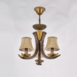 Lampadario antico retrò artistico rustico a 3 luci con paralumi
