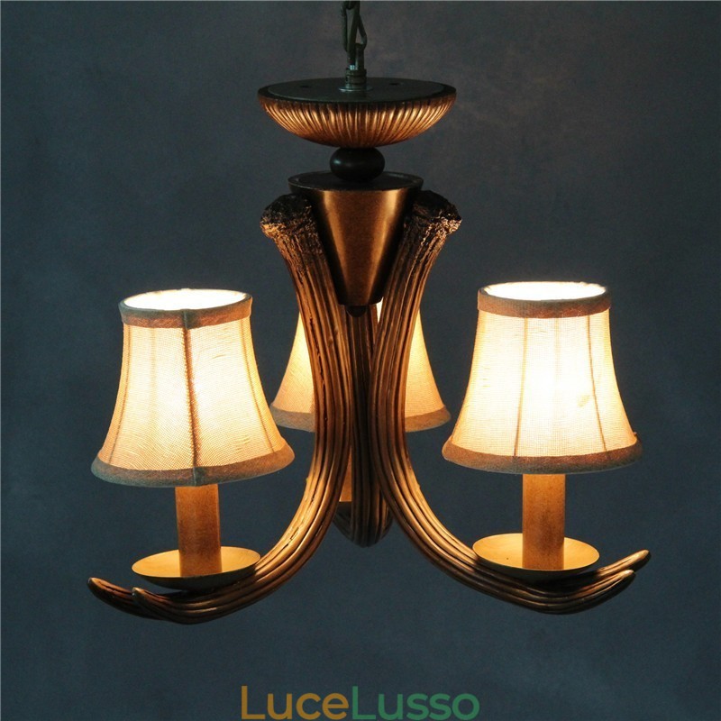 Lampadario antico retrò artistico rustico a 3 luci con paralumi