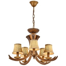 Lampadario antico retrò artistico rustico a 5 luci con paralumi