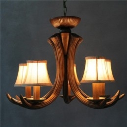 Lampadario antico retrò artistico rustico a 5 luci con paralumi