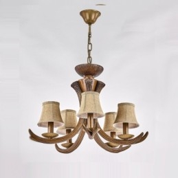 Lampadario antico retrò artistico rustico a 5 luci con paralumi