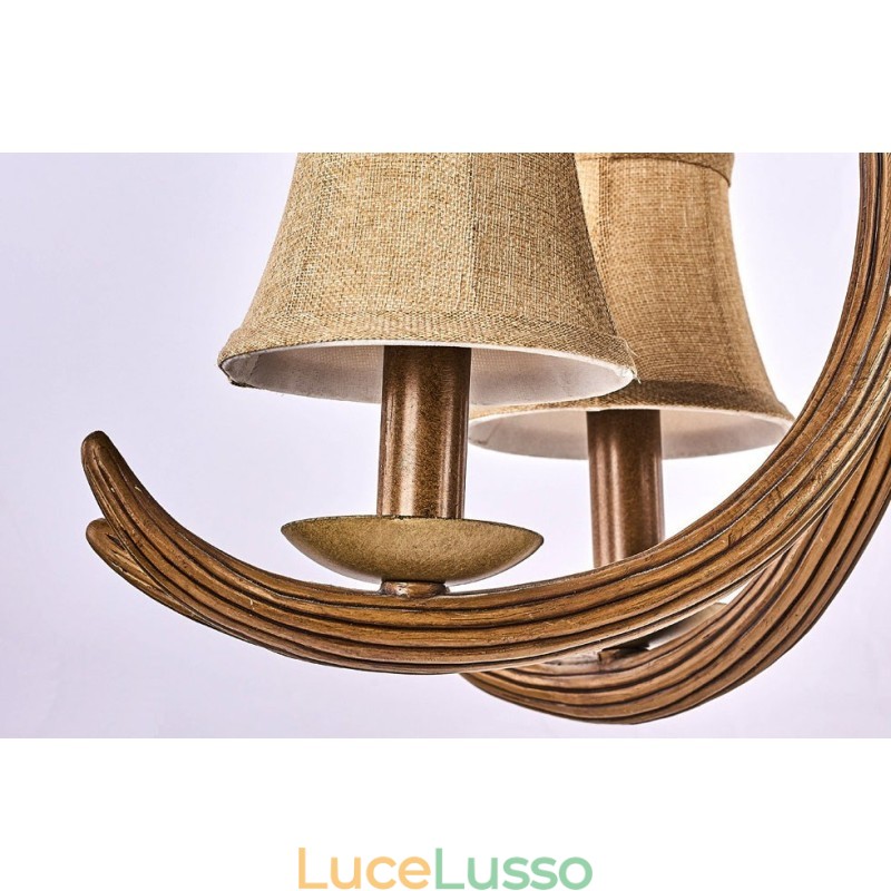 Lampadario antico retrò artistico rustico a 5 luci con paralumi