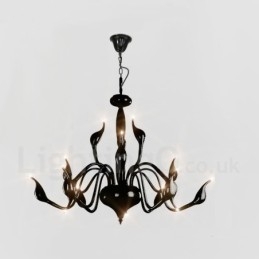 Lampadario moderno contemporaneo in metallo elettroplaccato nero da 15 luci