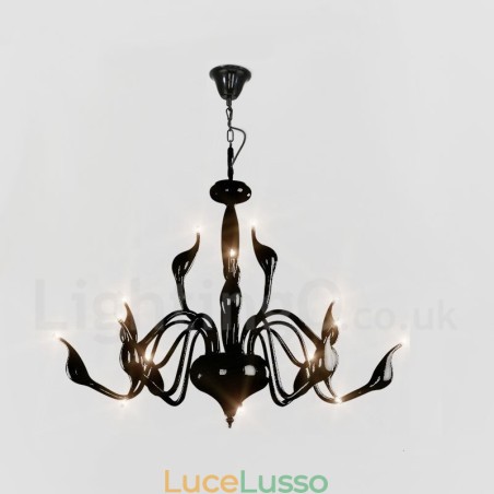 Lampadario moderno contemporaneo in metallo elettroplaccato nero da 15 luci Lampadario moderno contemporaneo in metallo elettroplaccato nero da 15 luci