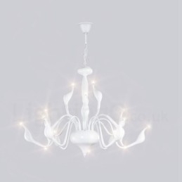 Lampadario moderno contemporaneo in metallo elettroplaccato bianco da 15 luci