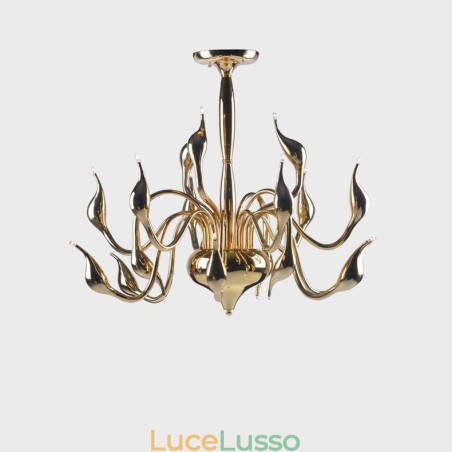 Lampadario moderno contemporaneo in metallo elettroplaccato oro chiaro da 15 luci Lampadario moderno contemporaneo in metallo elettroplaccato oro chiaro da 15 luci