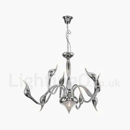 Lampadario moderno contemporaneo in metallo elettroplaccato cromato oro a 9 luci