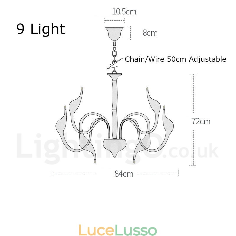 Lampadario moderno contemporaneo in metallo elettroplaccato cromato oro a 9 luci