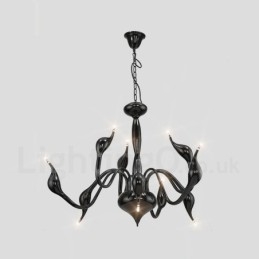 Lampadario moderno contemporaneo in metallo elettroplaccato nero a 9 luci
