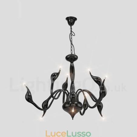 Lampadario moderno contemporaneo in metallo elettroplaccato nero a 9 luci Lampadario moderno contemporaneo in metallo elettroplaccato nero a 9 luci