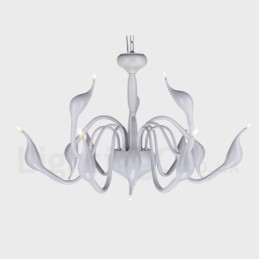 Lampadario a sospensione moderno in metallo bianco a forma di cigno da 12 luci