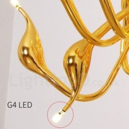 Lampadario a cigno postmoderno in acciaio inox da 18 luci G4 con finitura oro