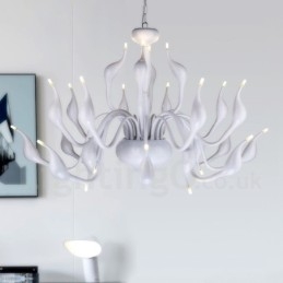 Lampadario moderno a forma di cigno da 24 luci G4 placcato bianco