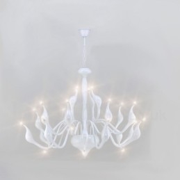 Lampadario moderno a forma di cigno da 24 luci G4 placcato bianco