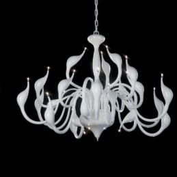 Lampadario moderno a forma di cigno da 24 luci G4 placcato bianco