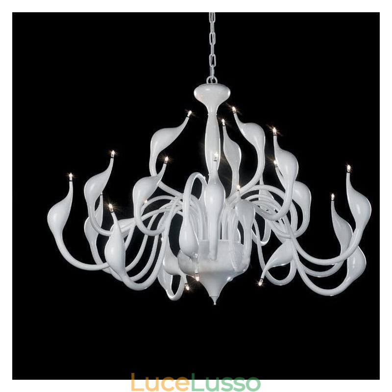 Lampadario moderno a forma di cigno da 24 luci G4 placcato bianco