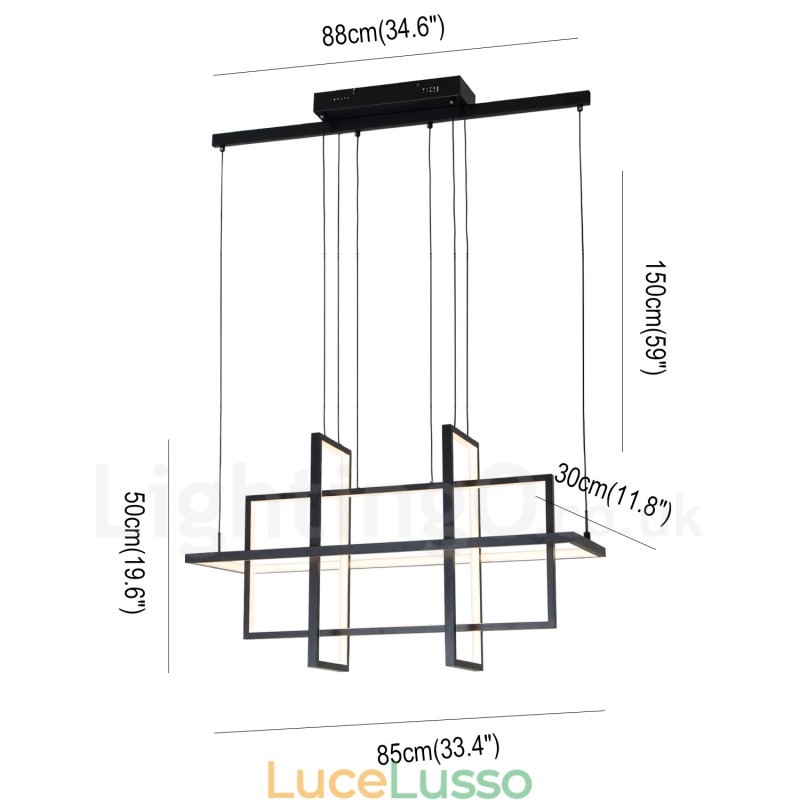 Lampada a sospensione dimmerabile Design moderno Quattro rettangoli