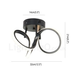 Interruttore Triac dimmerabile nero moderno contemporaneo stile nordico montaggio a filo lampada da soffitto rotonda
