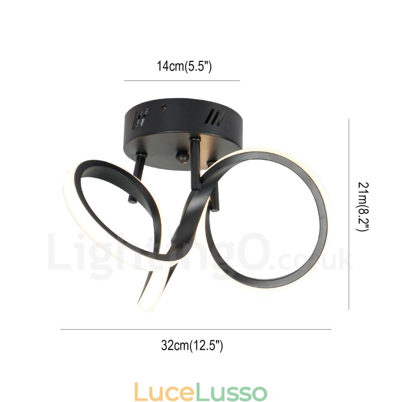 Interruttore Triac dimmerabile nero moderno contemporaneo stile nordico montaggio a filo lampada da soffitto rotonda