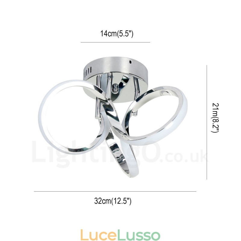 Interruttore Triac dimmerabile cromato moderno contemporaneo stile nordico montaggio a filo lampada da soffitto rotonda