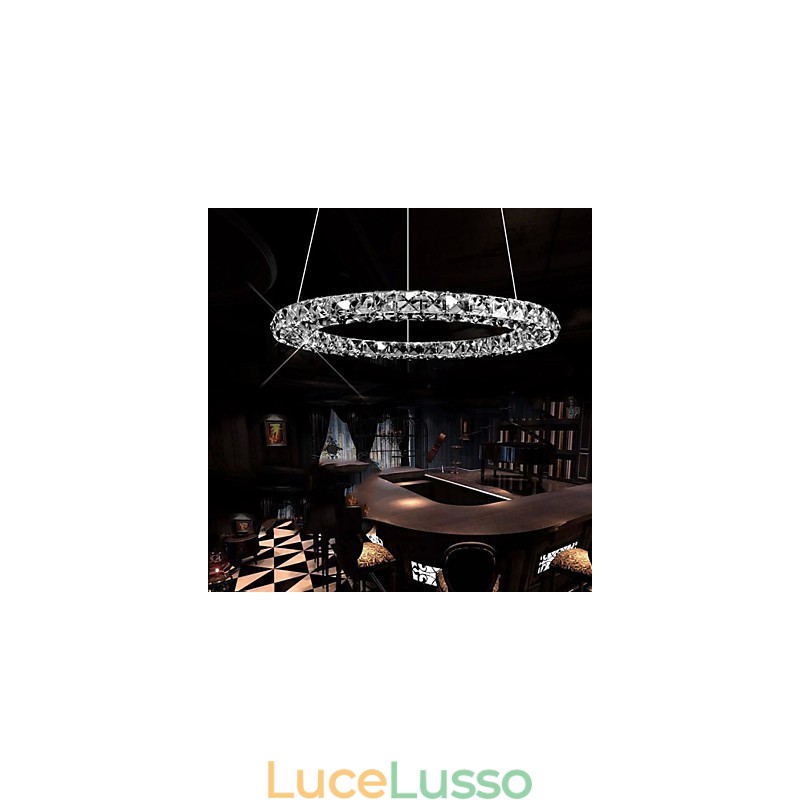 Lampada a sospensione in cristallo moderna, singola D40CM, tre lati, K9, lampada da soffitto per interni in cristallo