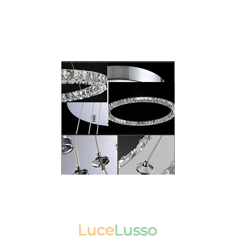 Lampada a sospensione in cristallo moderna, singola D40CM, tre lati, K9, lampada da soffitto per interni in cristallo
