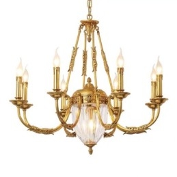 Lampadario di cristallo francese di lusso interamente in rame Lampada da pranzo Lampadario