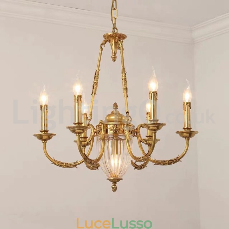 Lampadario di cristallo francese di lusso interamente in rame Lampada da pranzo Lampadario