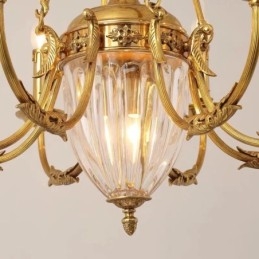 Lampadario di cristallo francese di lusso interamente in rame Lampada da pranzo Lampadario