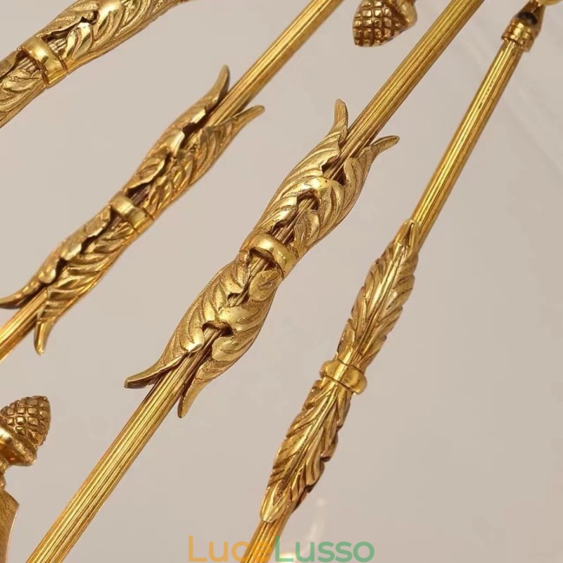 Lampadario di cristallo francese di lusso interamente in rame Lampada da pranzo Lampadario