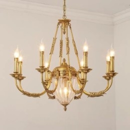 Lampadario di cristallo francese di lusso interamente in rame Lampada da pranzo Lampadario