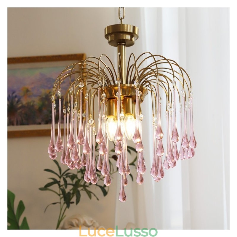 Lampadario in vetro a forma di goccia d'acqua