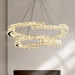 Lampada a sospensione rotonda in cristallo di lusso K9 Lampada da soffitto per interni in cristallo