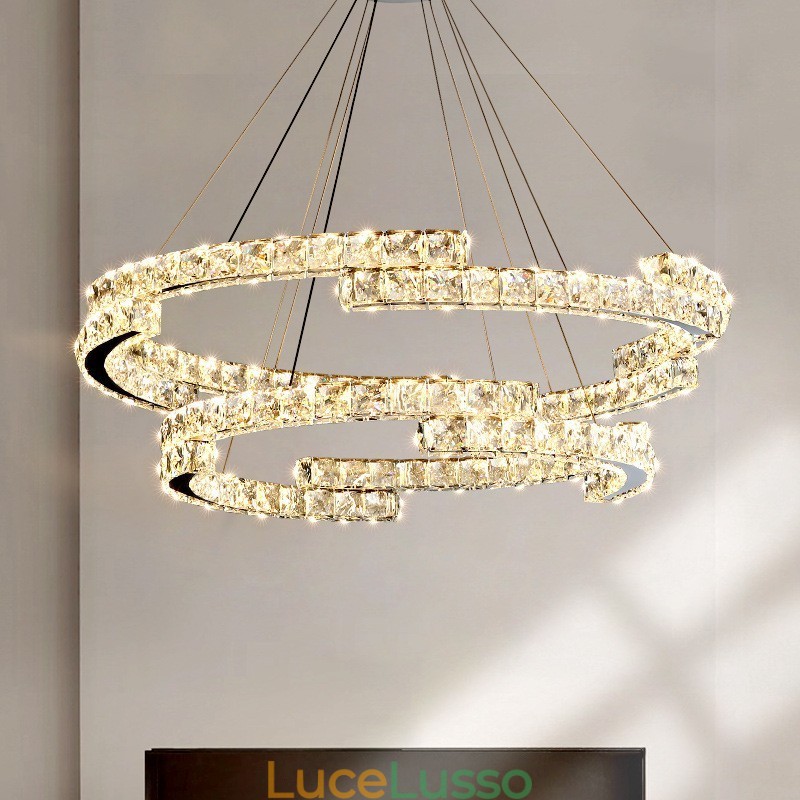 Lampada a sospensione rotonda in cristallo di lusso K9 Lampada da soffitto per interni in cristallo