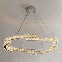 Lampada a sospensione rotonda in cristallo di lusso K9 Lampada da soffitto per interni in cristallo