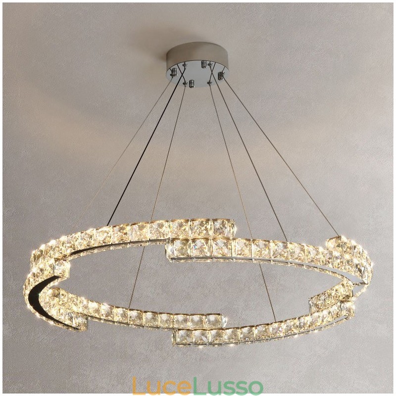 Lampada a sospensione rotonda in cristallo di lusso K9 Lampada da soffitto per interni in cristallo