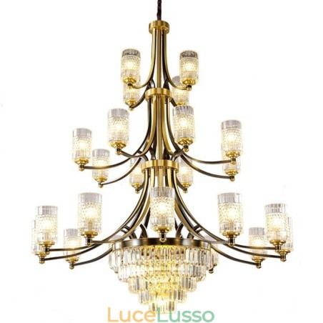 Grande lampadario di cristallo di rame di lusso per porta luci 12+8+4 Grande lampadario di cristallo di rame di lusso per porta luci 12+8+4