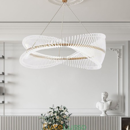 Lampada a sospensione circolare a strisce postmoderne Lampada a sospensione circolare a strisce postmoderne