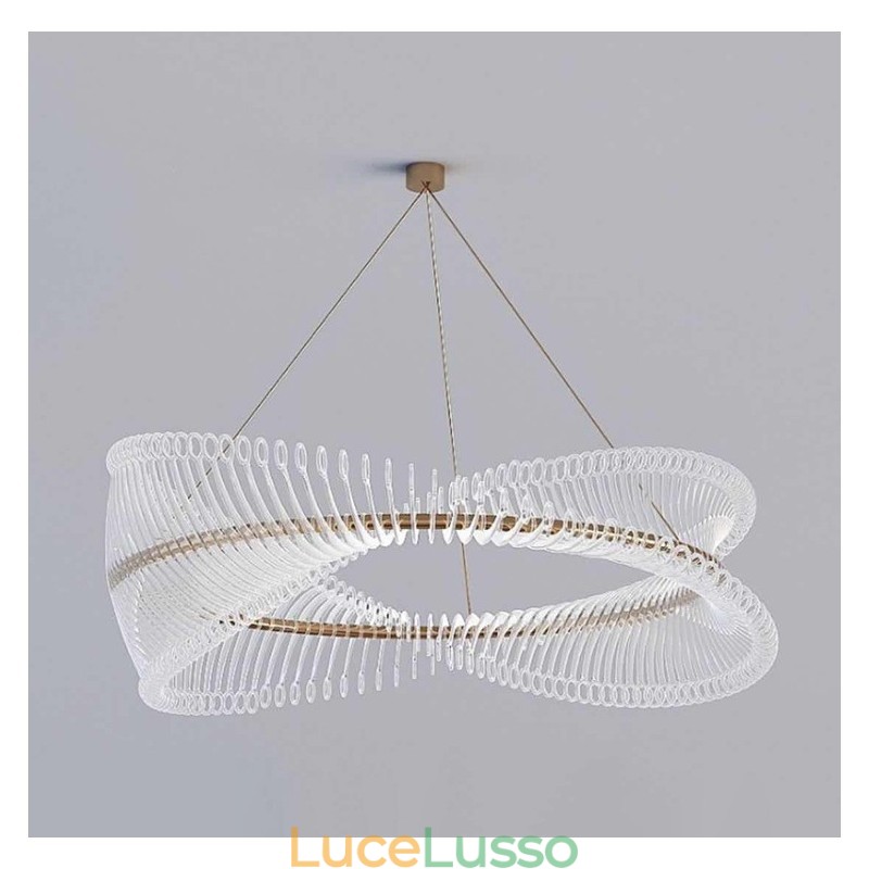 Lampada a sospensione circolare a strisce postmoderne