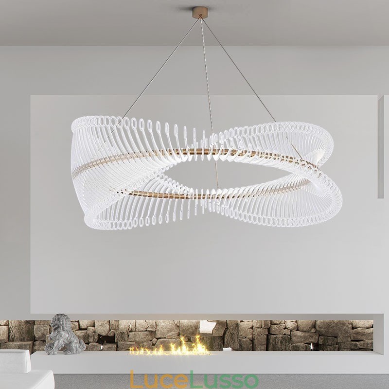 Lampada a sospensione circolare a strisce postmoderne