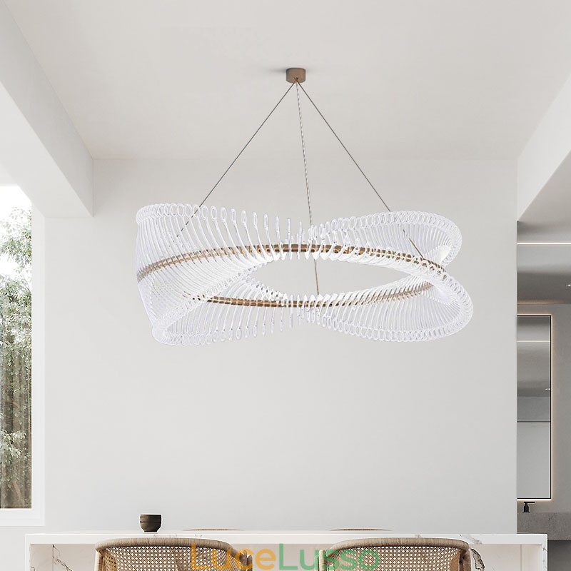 Lampada a sospensione circolare a strisce postmoderne
