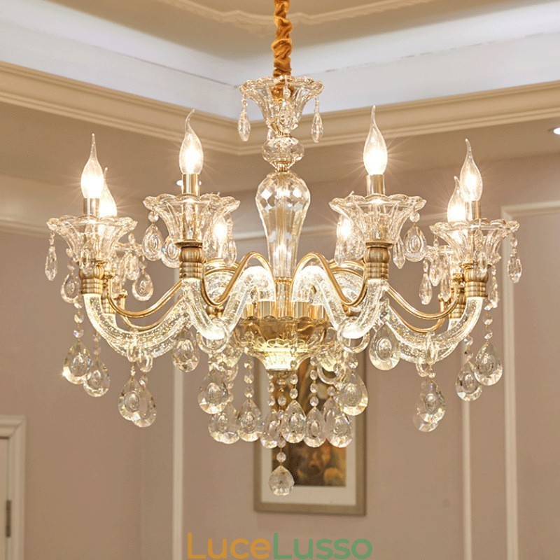 Lampadario di cristallo di lusso Lampadario di cristallo K9 con braccio luminoso