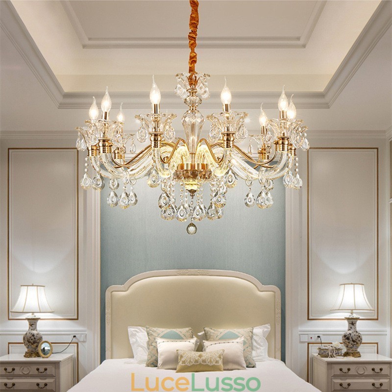 Lampadario di cristallo di lusso Lampadario di cristallo K9 con braccio luminoso