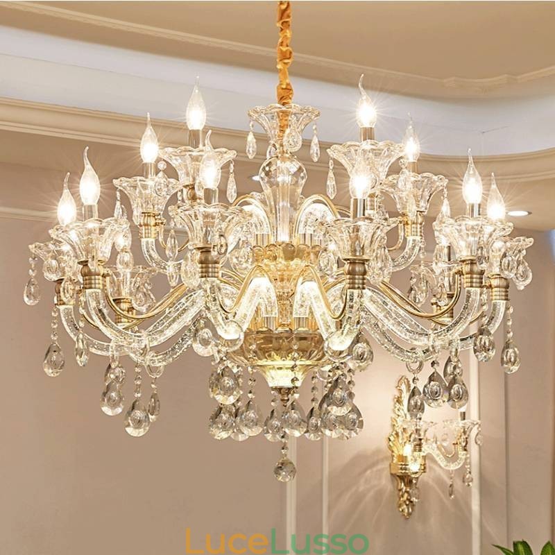Lampadario di cristallo di lusso Lampadario di cristallo K9 con braccio luminoso