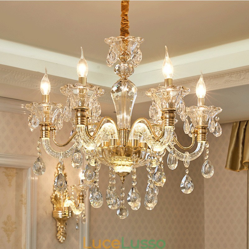 Lampadario di cristallo di lusso Lampadario di cristallo K9 con braccio luminoso
