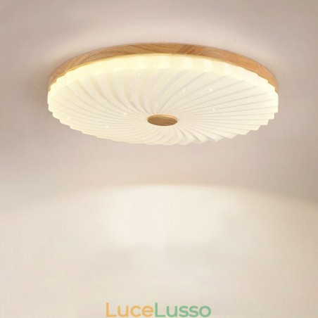 Lampada da soffitto a filo in legno massello moderna semplice rotonda nordica Lampada da soffitto a filo in legno massello moderna semplice rotonda nordica